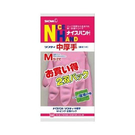 Nice Hand Medium Thick 2 Pair Pack, M, Pink