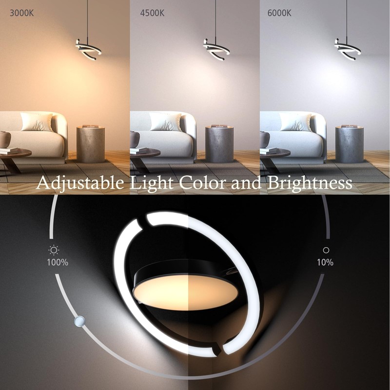 FIMEI LED Saturn Pendant Lights, 3000-6000K Dimmable Adjustable Hanging Chandelier
