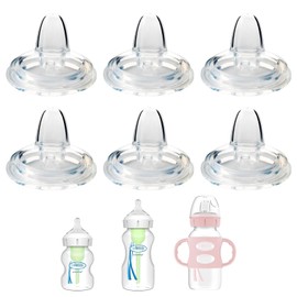 Sippy Nipple for Dr. Brown's Wide-Neck Baby Bottles & Sippy Spout Bottles, Soft 100% Silicone Baby Bottle Sippy Straw Nipple, 6m+, Variable Flow, 6 Count