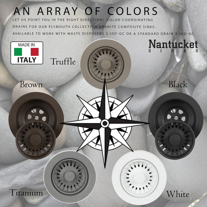 Nantucket 3.5KD-GCTR Basket Strainer Kitchen Drain For Granite Composite Sinks