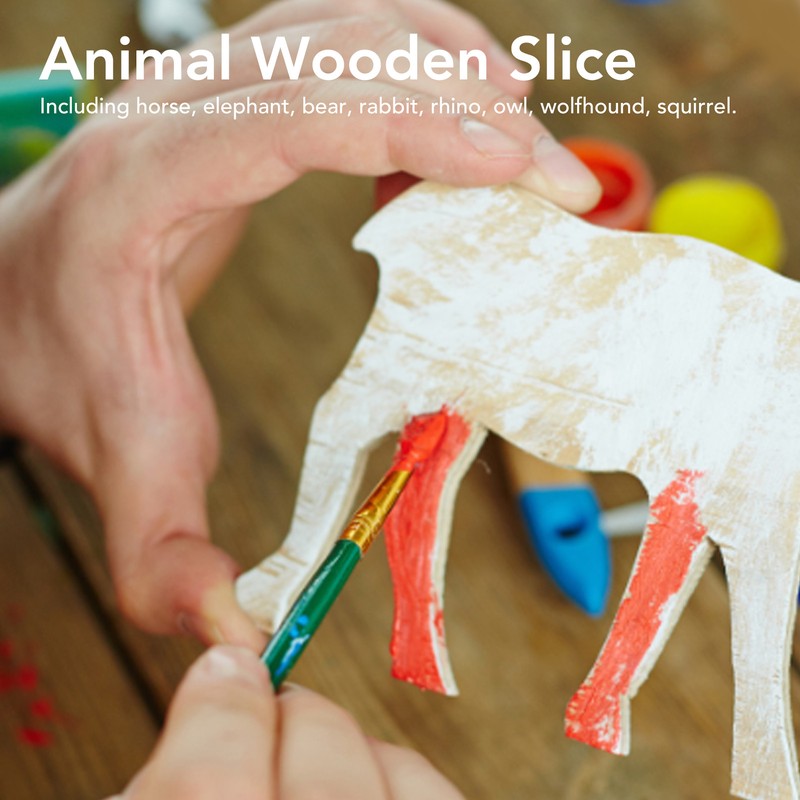 48PCS Animal Wooden Slice DIY Wood Ornaments Blank Decoration Shaped