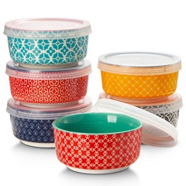 DOWAN Dipping Bowls with Lids, Ceramic Condiment Sauce Cups, 4 oz Dipping Sauce Bowls/Dishes for Charcuterie, Condiment, Tomato Sauce, Soy, BBQ and other Party Supplies, Kitchen Decor, Set of 6