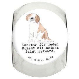 Mr. & Mrs. Panda Leckerli Glas Saint Bernard Moment L 870ml - Geschenk, Hunderasse, Leckerli Dose, Hundeleckerlies Behälter, Leckerli Glas Katze,