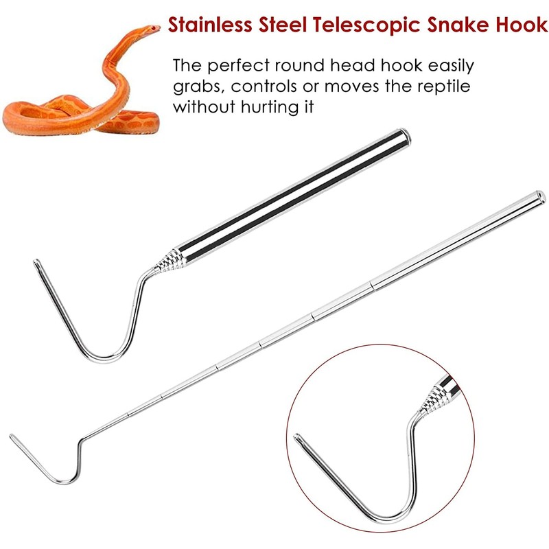 Zerodis Extendable Snake Capture Hook, Stainless Steel Telescoping Snake Catcher