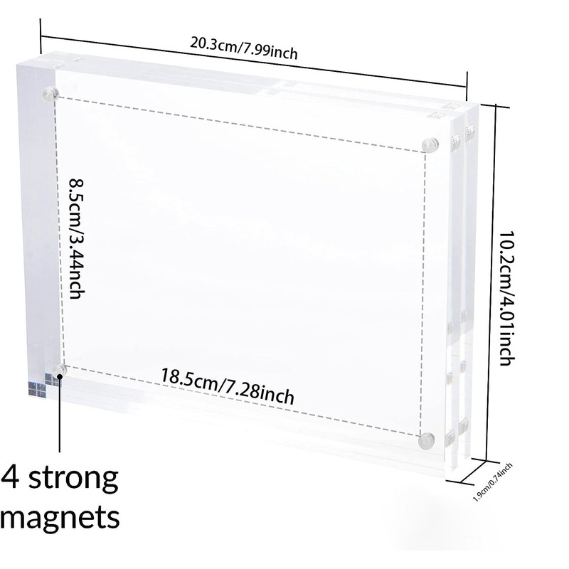 Magnetic Acrylic Photo Frame, Clear Acrylic Photo Block Magnetic Free