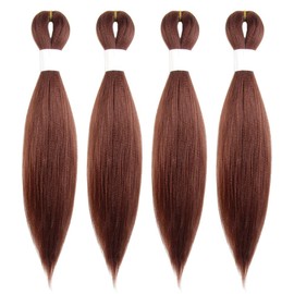 Osuntress Braiding Hair Pre Stretched 14 Inch 4 Packs, Short Hair Extensions for Braids, Synthetic Braiding Hair Prestretched 350# (Ginger Red)