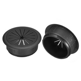 QUARKZMAN 2 Pieces Cable Hole Cover, 2 Inch (50 mm) ABS Desk Cable Wire Cable Grommet Hole Cover for Office Computer Desk Wire Organizer, Black