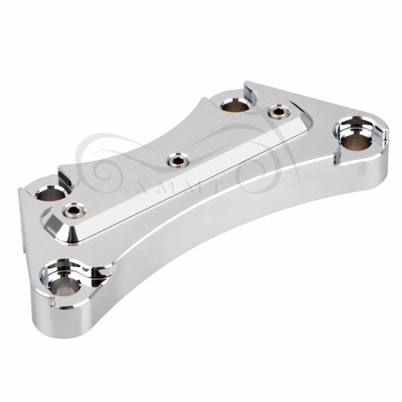 Unbranded Chrome Aluminum Cut Handlebar Riser Top Clamp For Harley