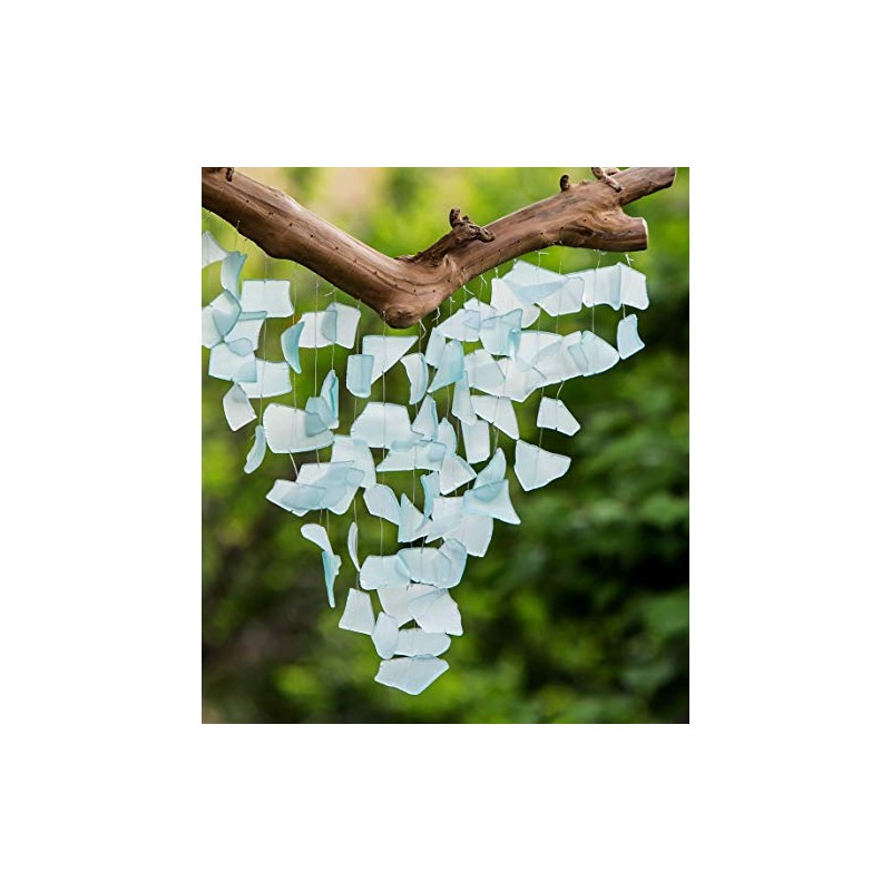 Handmade Raindrop Butterfly Recycled Glass Hanging Mobile Wind Chime Suncatcher