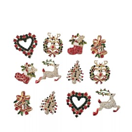 Unbranded Set of 12 Christmas Pins Brooch Lot/ Holiday Brooch / Christmas Tree/BRO167