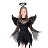 Kroy Disfraz de ángulo caído negro para niñas con diadema