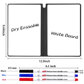 SAYEEC Whiteboard Notebook, Portable Dry Erase Board with 3 Colors Fineliner Pens, Gray PU Cover Erasable Handheld White Board Reusable Drawing Notebook Easel Pad for Meeting Business Office School