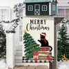 DLZDN Christmas Garden Flag Funny Black Cat Tree Flag 12×18