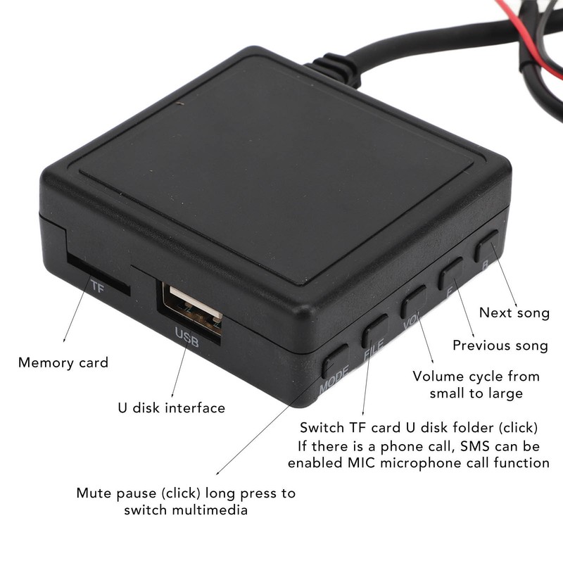 Bluetooth Adapter AUX Input Hands Free Calls Low Noise Stable