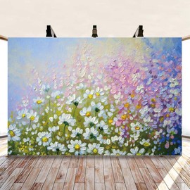 shensu Vinyl 10x8ft Wildflowers Colorful Oil Painting Backdrops for Photography Natural Floral Photography Background Girls Women Portrait Photoshoot Photo Booth Studio Props Party Decoration