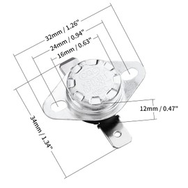 Fielect KSD301 Thermostat Temperature Control Switch,Adjust Snap Disc Temperature Switch 120°C Normally Closed 2 Pcs