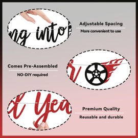 Banner de cambio en tercer año – Decoraciones temáticas de carreras de tercer cumpleaños, Can't Catch Me I'm Three Banner, suministros para fiesta de tercer cumpleaños con purpurina negra y roja
