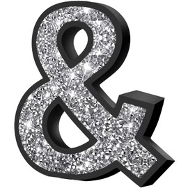 XIHACTY Letters Signs for Home Décor，Crystal Crushed Diamond Accent Sign for Wall Decor, Black DIY Custom Capital Letters for a Decoration on Bar, Desk, Dresser, Party Birthday, Wedding.（&）