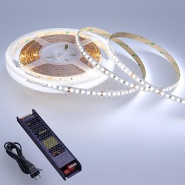 BENLUN 24V LED Strip Light 32.8ft, 6000K Cool White Super Bright 15W/M 1350LM/M LED Tape Light Cuttable Flexible with Plug and Power Supply for Bedroom, Office, Commercial