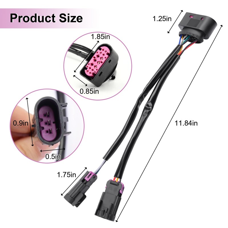 Headlight Conversion Wire Harness,Quad Housing to Projector Adapter Compatible with