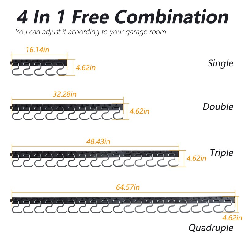 WellMade 64'' Adjustable Garden Tool Organizer, Garage Storage System with