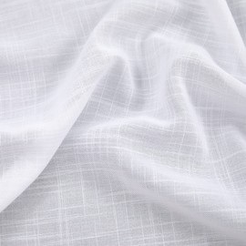 Mrs.Naturall White Back Tab Linen Blend Sheer Curtains for Living Room 52x68 Inches Long