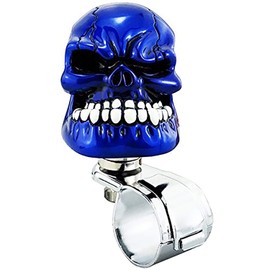 Lunsom Skull Steering Wheel Spinner, Resin Power Handle Knob Suicide Wheel Spinner Knobs for Most Manual Automotive Transmission Vehicles(Blue)