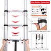 Telescoping Ladder,Aluminum with Stable Hook and stabilizer barand,12.5FT Lightweight Multi-Purpose
