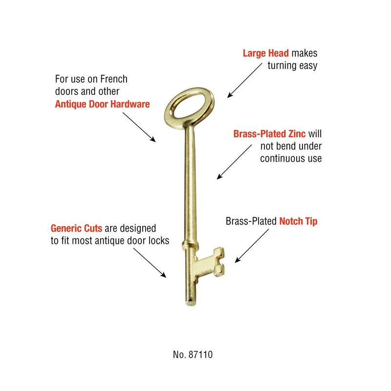 Lucky Line Skeleton Key with Notch TIP for Warded Locks,