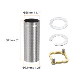 uxcell Faucet Mount Extension Shank 3"x 1.25" Stainless Steel Pipe Faucet Extension Nipple Locknut Kit Extension Threaded Lengthen Fixed High Foot with Nut and Gasket Faucet Fittings