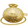 Tiong Gold Shield Men's Quartz Pocket Watch with Chain, Arabic