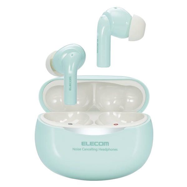 Elecom LBT-TWS15GN Wireless Earphones, Bluetooth 5.2, Noise Cancelling, AAC Compatible,