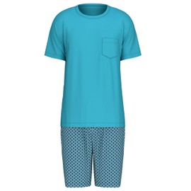 CALIDA Relax Imprint Men's Short Pyjamas 100% Cotton, Bright blue