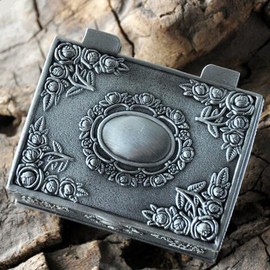 Belons Retro Schmuckkästchen Schmuckschatulle Zinklegierung Schmuckdose Schmuckbox für Damen Mädchen Kinder, Antike Silber