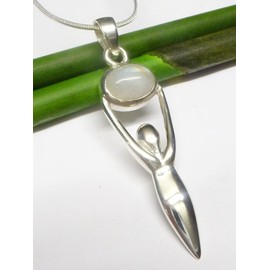 Silver Moon Goddess Pendant with Genuine Moonstone Crafted in Sterling Silver, Sterling Silver, Moonstone