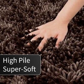 Yimobra Original Shiny Chenille Bath Rug, Soft Shaggy, Premium Non-Slip Bath Mat, Large Size, Super Absorbent and Think, Machine Washable, Luxury Plush Mats for Bathroom (36.2 inch X24 inch, Brown)