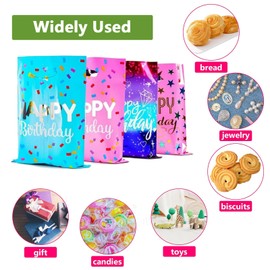 Happy Birthday Party Favor Bags,TuoYi 40pcs Gift Candy Favor Bags Bulk for Kids Baby Girls Boys Birthday Party Decoration and Thanks Gift Bag