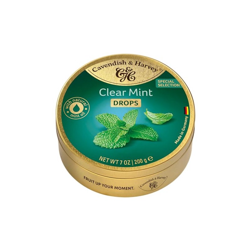 Cavendish & Harvey Travel Tin Clear Mint Drops 200 g