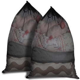 WD&CD Mesh Laundry Bags with Drawstring, 2 Pack Extra Large Heavy Duty Delicates Washing Bag, Machine Washable Storage Bag for Travel Dorm, 24 * 35 inch(60 * 90CM), Black