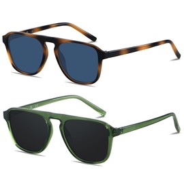 ANDWOOD Square Aviator Sunglasses Polarized Mens Womens UV Protection Sun glasses 2 Pack Shades