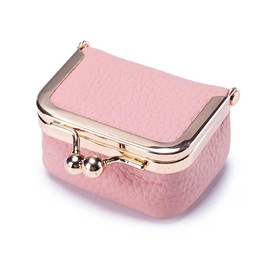 lacfinsien Genuine Leather Mini Jewelry Box, Portable Luxury Case for Rings Earrings Bracelets Brown (Pink)