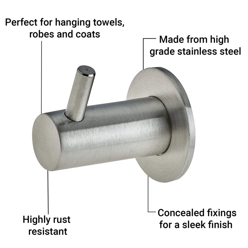EAI Robe, Coat or Towel Hook Satin Stainless Steel Pack