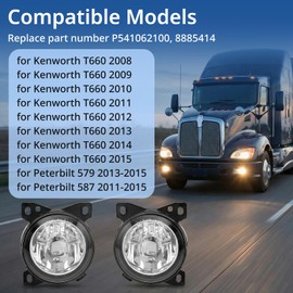 High Soar Fog Light for Kenworth T660 (2008-2015) Truck, Front Lamp with Bulbs Fog Lights Replacement Waterproof for Peterbilt 579/587 Driver & Passenger Left & Right Universal Side (A Pair)