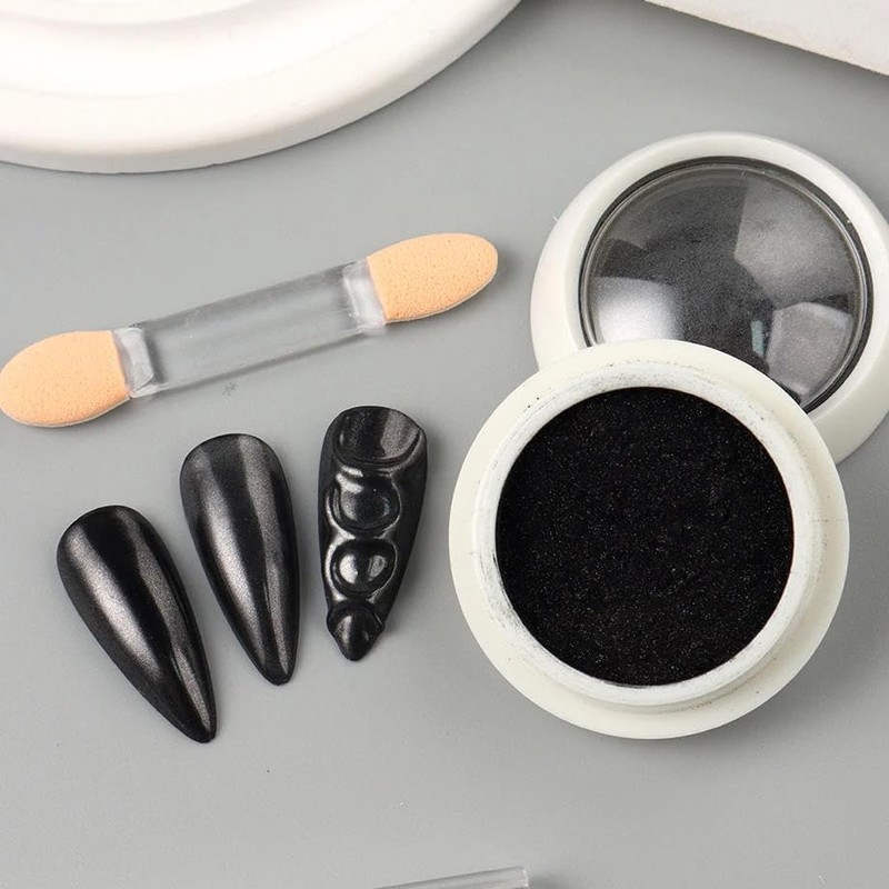 1Pcs Black Chrome Nail Powder Nail Glitter Powder Shining Chrome