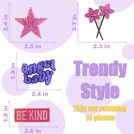 Trendy Patch, Fashion Iron On Patches, Cute DIY Sewing Decor Patches for Backpacks, Embroidery Applique Aesthetic Stuff for Clothing, Jackets, Jeans (Trendy3 16 Pcs)