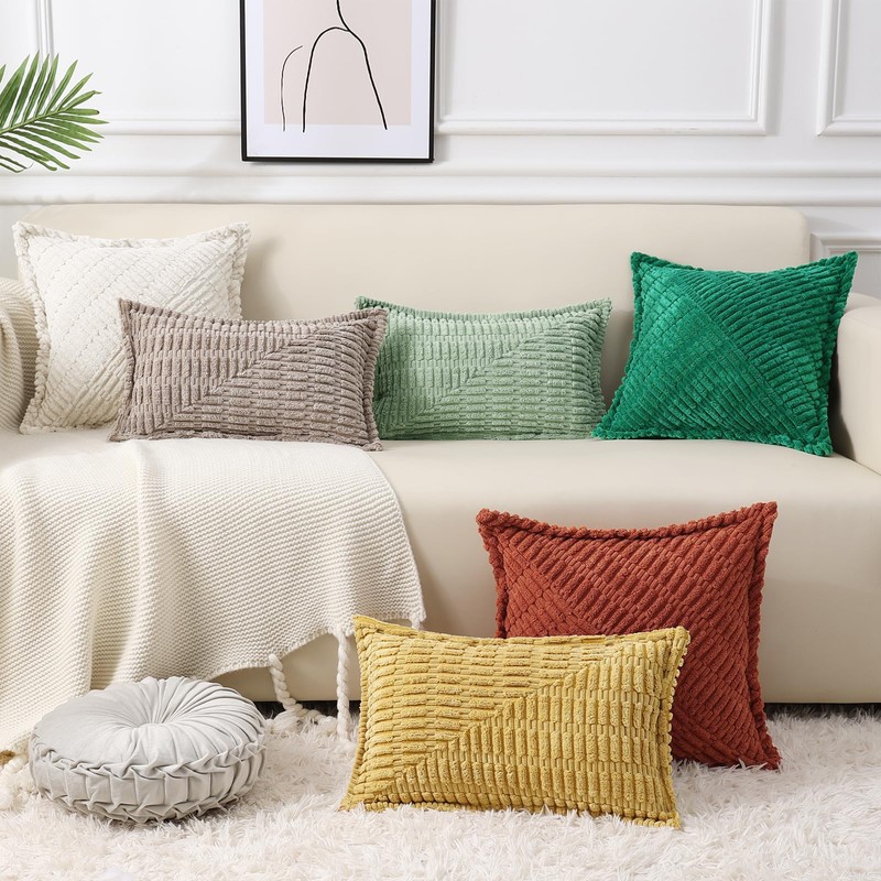 decorUhome Decorative Khaki Throw Pillow Covers 18x18 Set of 2