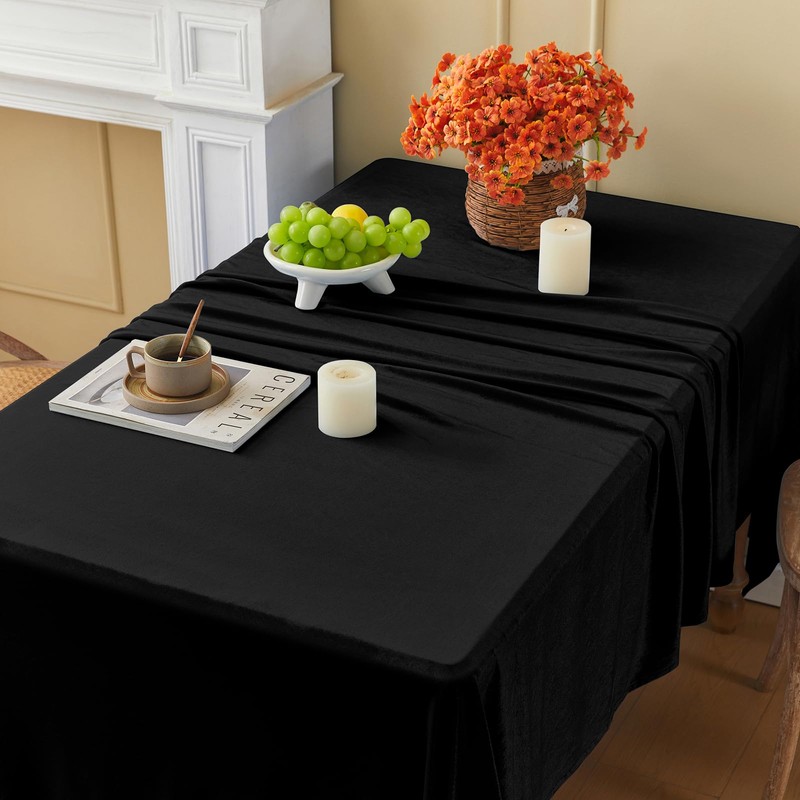 Cobedzy Black Velvet Tablecloth, 60 x 102 Inch Rectangle Table