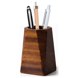 ONCODE Wood Pen Holder, Solid Wood, Pen Stand, Tapered Shape, Stable, Stylish Tabletop Stationery Storage, Pencil Holder, Simple, Pen Holder, Wood Grain (Octagon Taper)