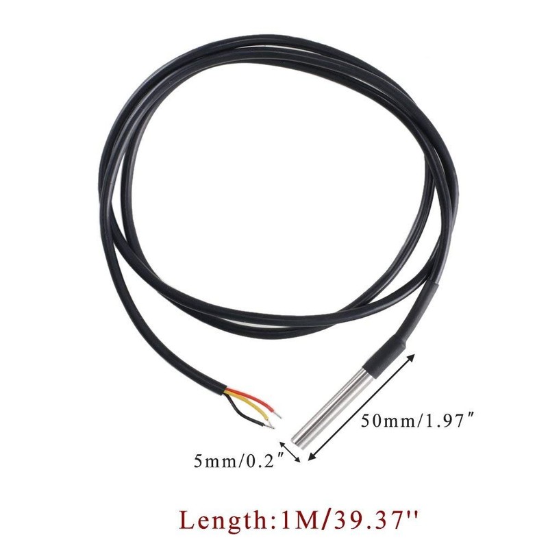 HiLetgo 5pcs DS18B20 Temperature Sensor Temperature Probe Stainless Steel Package