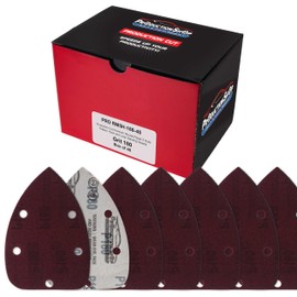 ProductionShop Premium 180 Grit 5-Hole Pattern Mouse Detail Sander Sandpaper Sheets, Box of 45 - Dustless Hook & Loop Triangle Shaped Mouse Disc Pads - Woodworking Tool Sand Wood Furniture Auto Paint